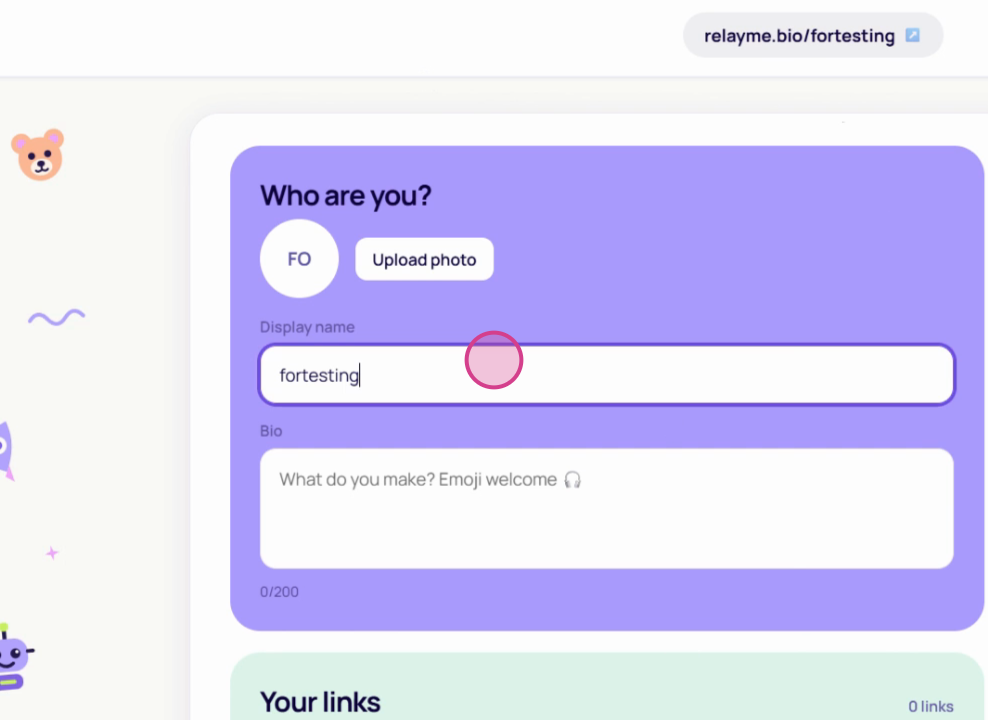 The RelayMe dashboard with the live phone preview alongside the editor