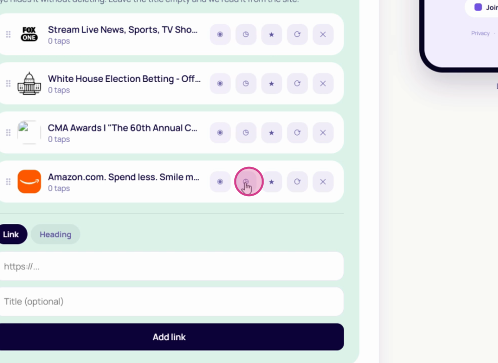 Setting the date a link should go live
